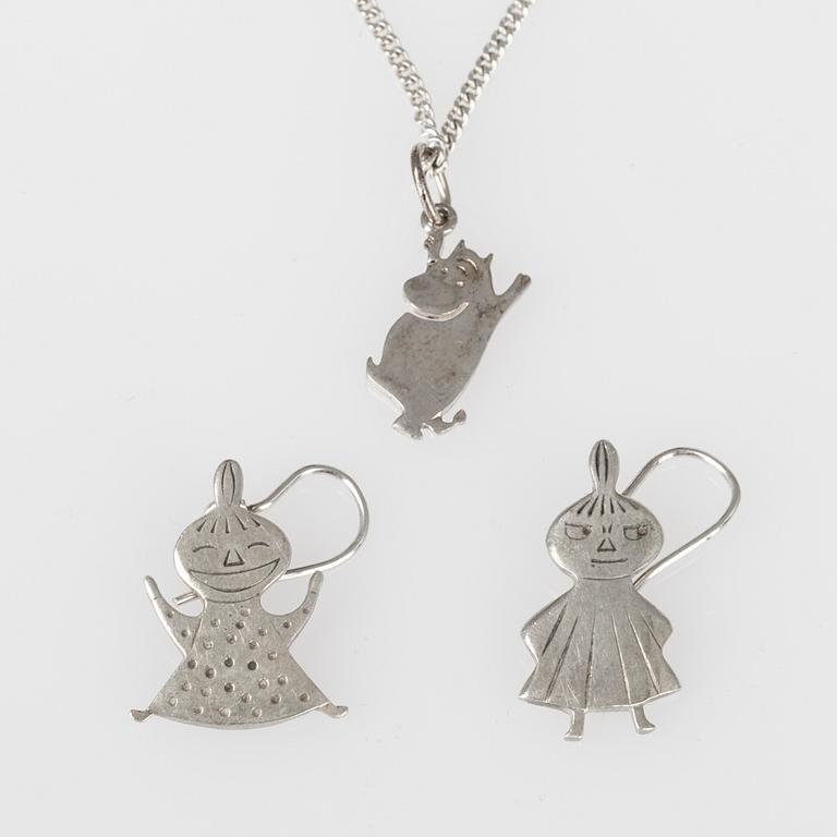 SMYCKESSET, Mumin, silver, Mumintrollet, Lilla My. Stämplar Moomin Characters. Vikt 8,9 g.