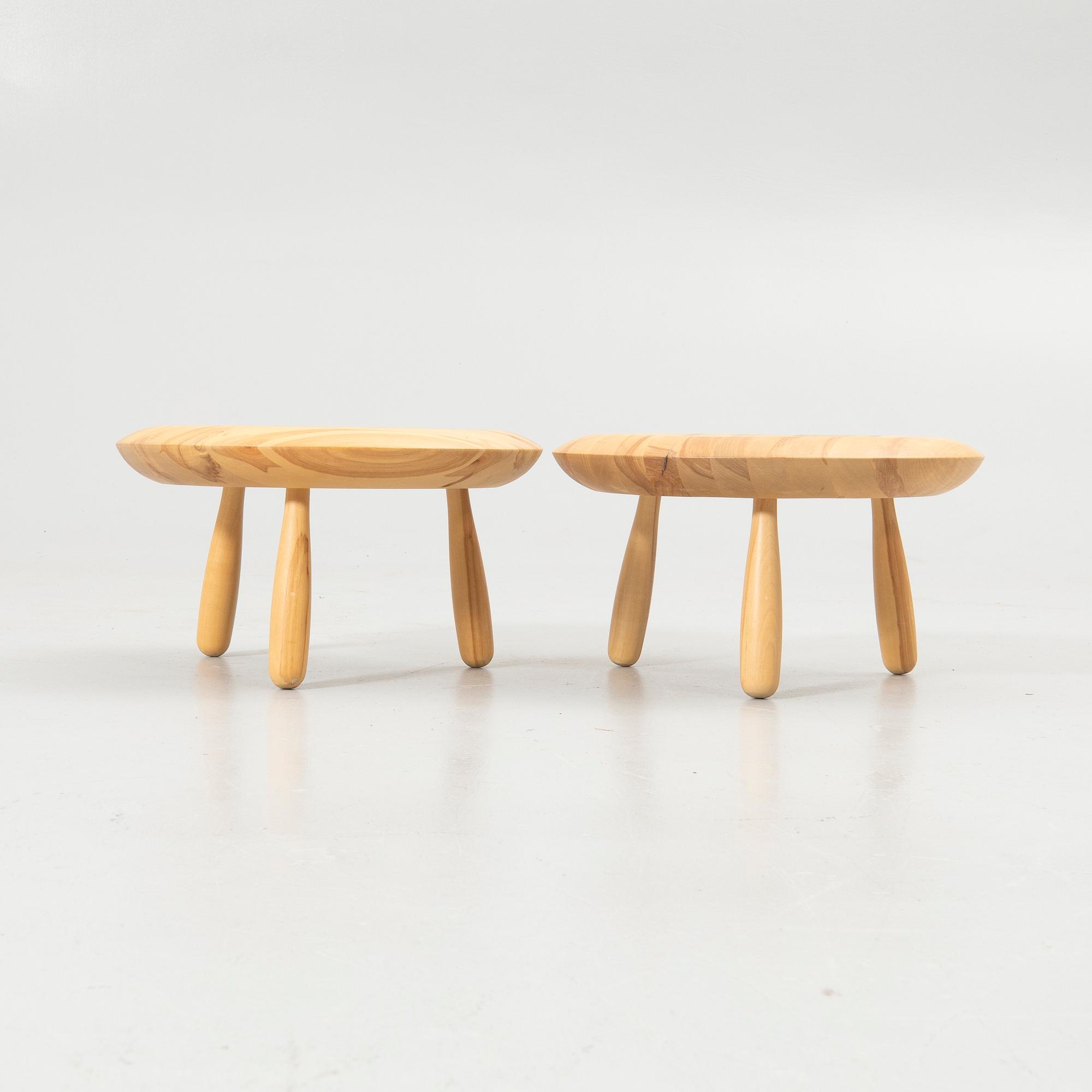Christian Halleröd, stools/side tables, a pair, “Karljohan”, from the PS series, Ikea.