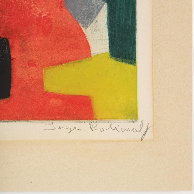 Serge Poliakoff, "Composition bleue, rouge, verte et noire".