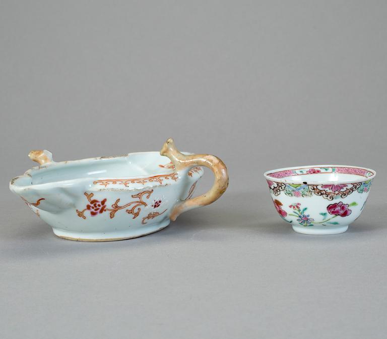 SÅSSNIPA och KOPP, porslin, Kina, 1700-tal.