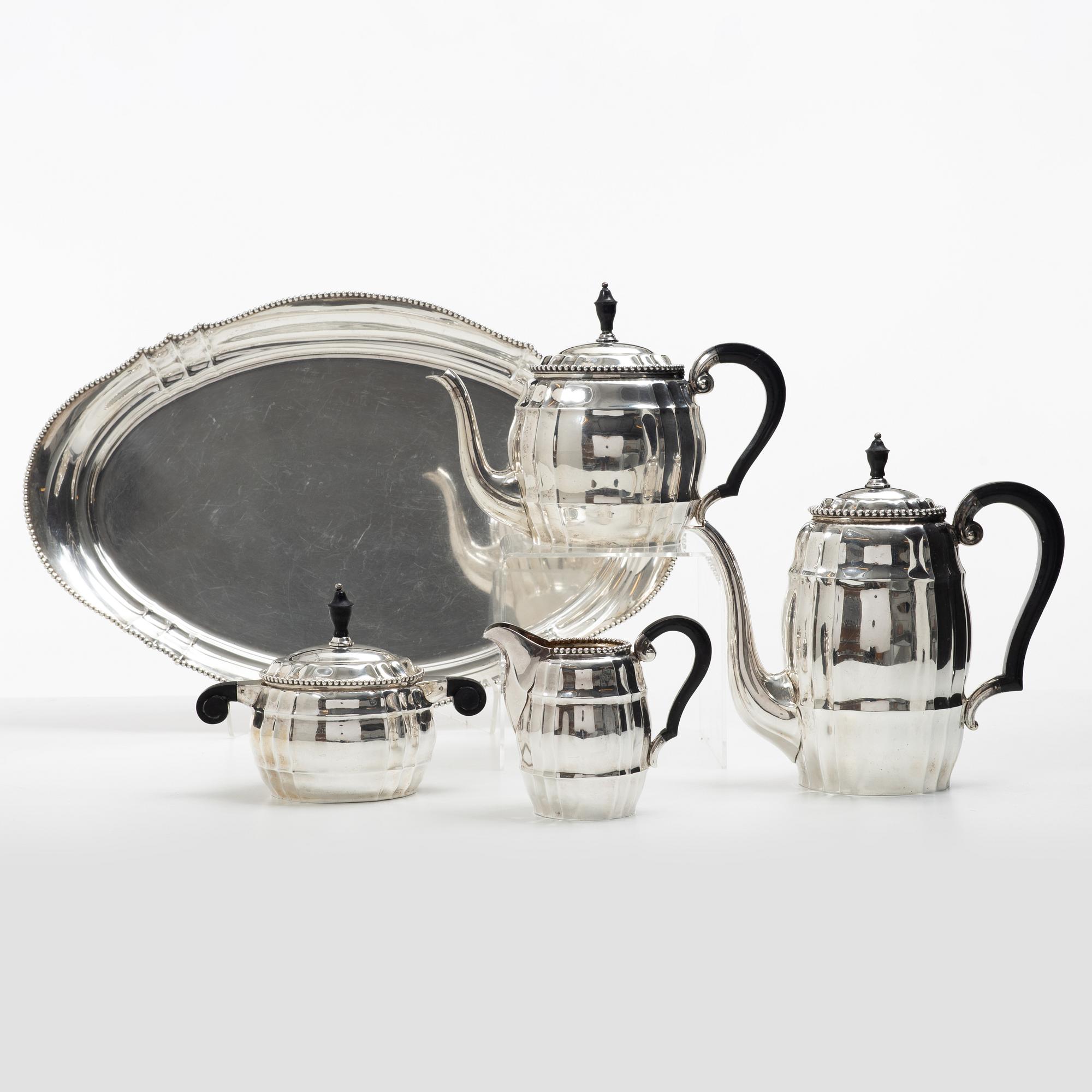 Coffee service, 5 pieces, silver, Hermann Walter, Germany, first half of the 20th century.