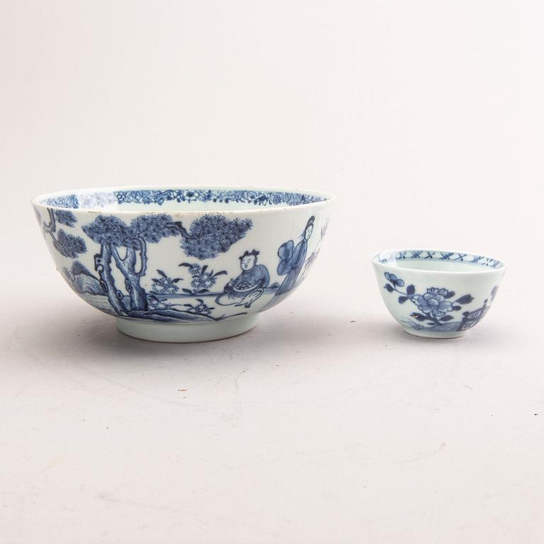 Tallrik, bojan samt skålar 3 st (5dlr) Kina 17/1800-tal porslin.