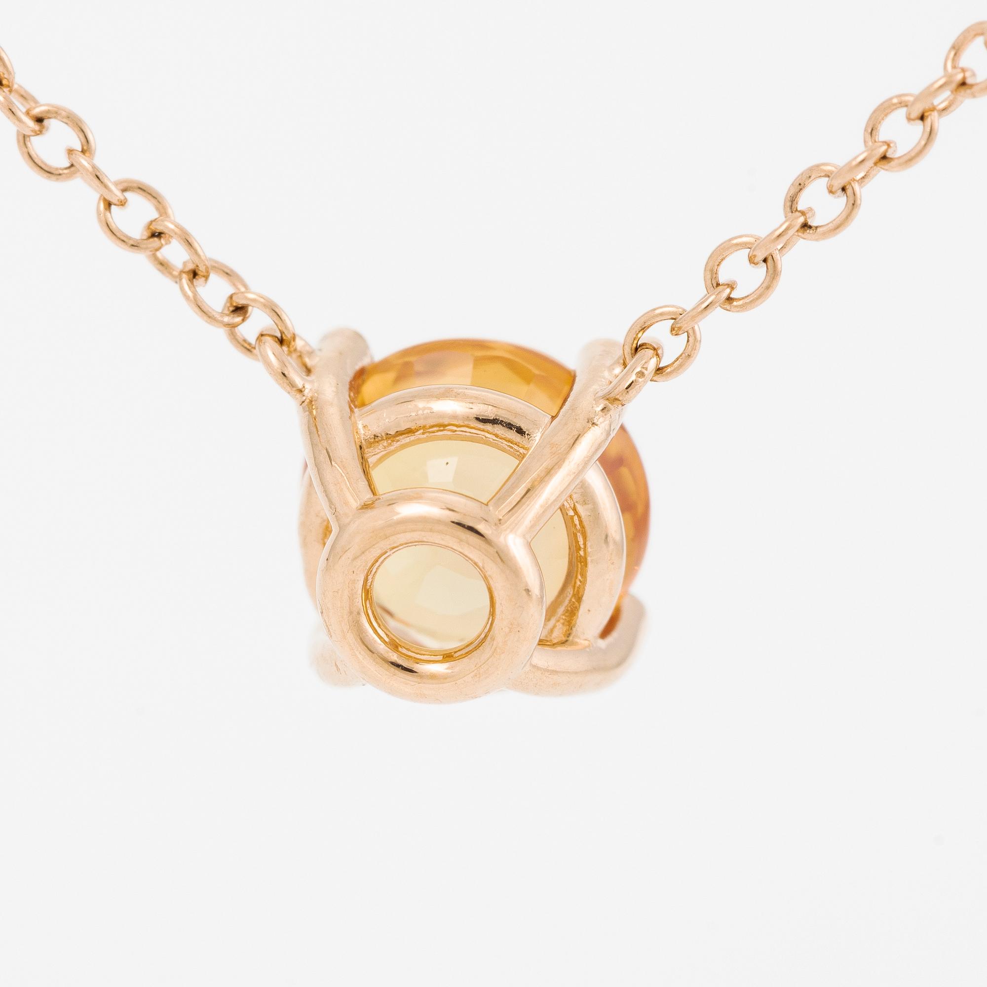 Collier 18K roséguld med orange safir.