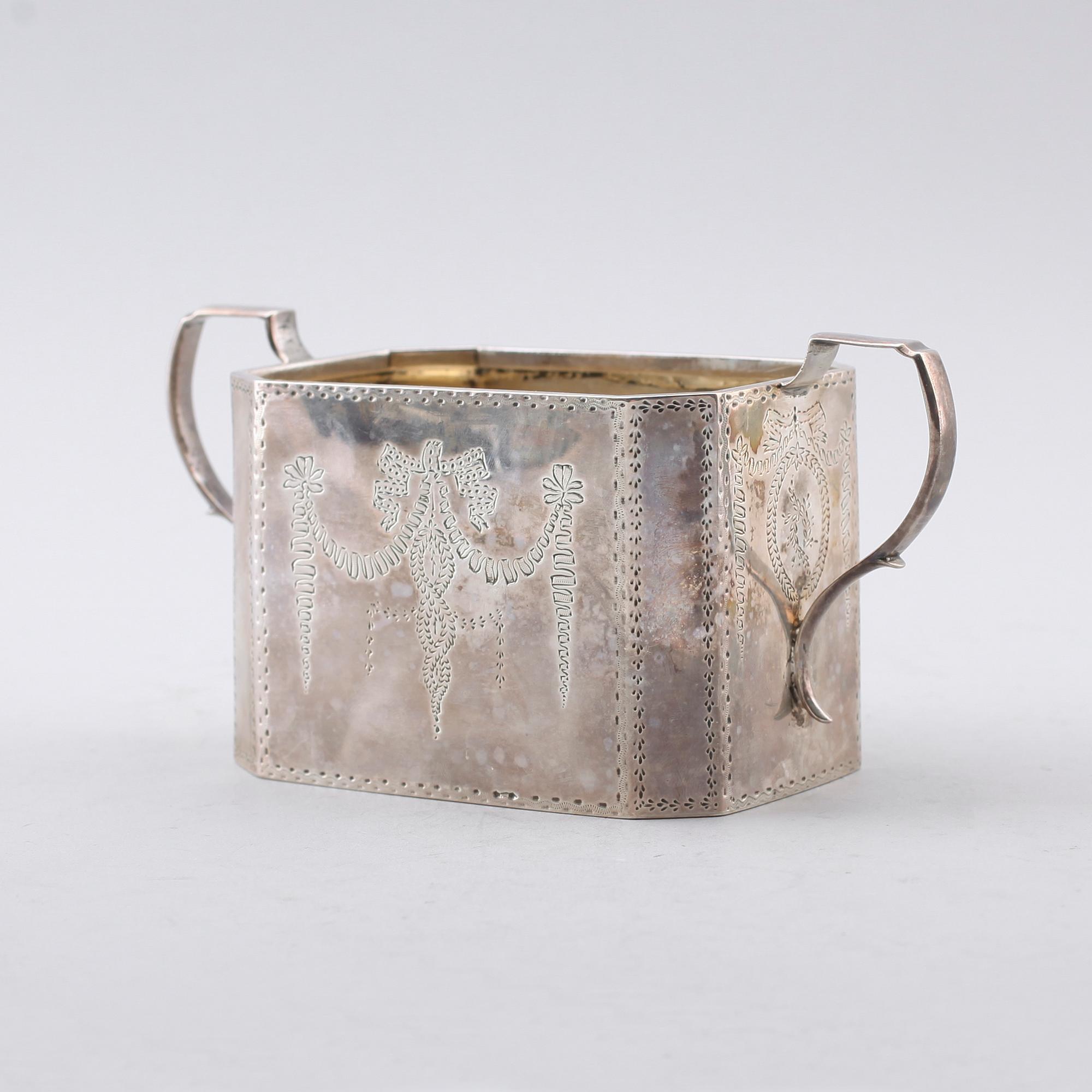 SOCKERSKÅL, silver, William Bennett, London 1806. Vikt ca 203 g.