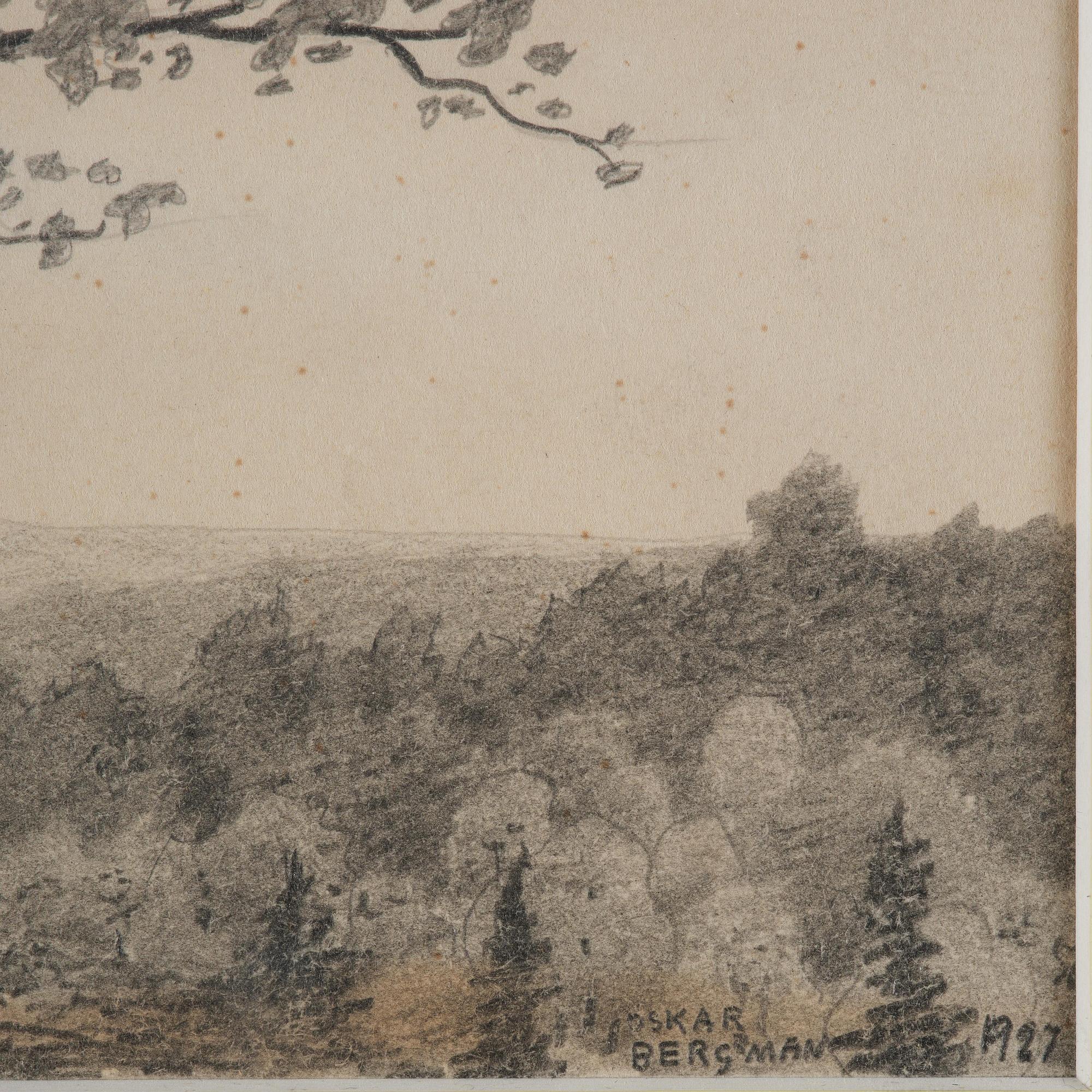 Oskar Bergman, Landscape with flowering Oak.