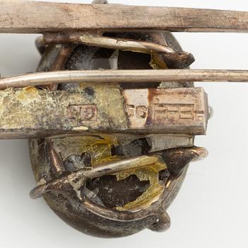 Lars Arby, four brooches, sterling silver and enamel stones, Gothenburg 1963, 1964 and 1971.