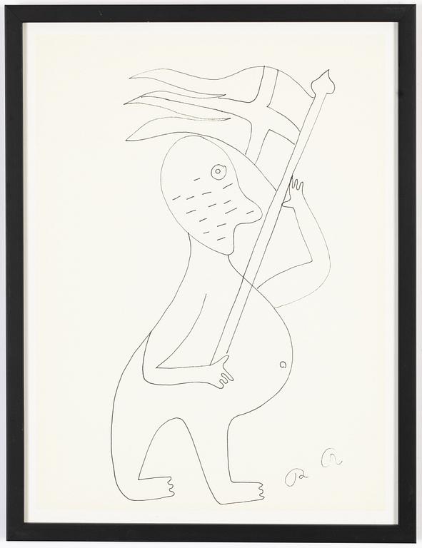 Roger Risberg, indian ink drawing, signed. Executed in 2008.