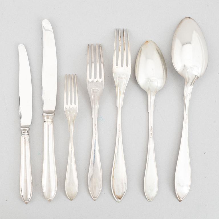 A Swedish Silver Cutlery, including mark of CG Hallberg, Stockholm, 1963 (38 pieces).