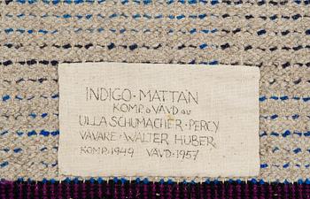 MATTA. "Indigo-mattan". Rya. 279 x 194 cm. Komponerad av Ulla Schumacher-Percy.