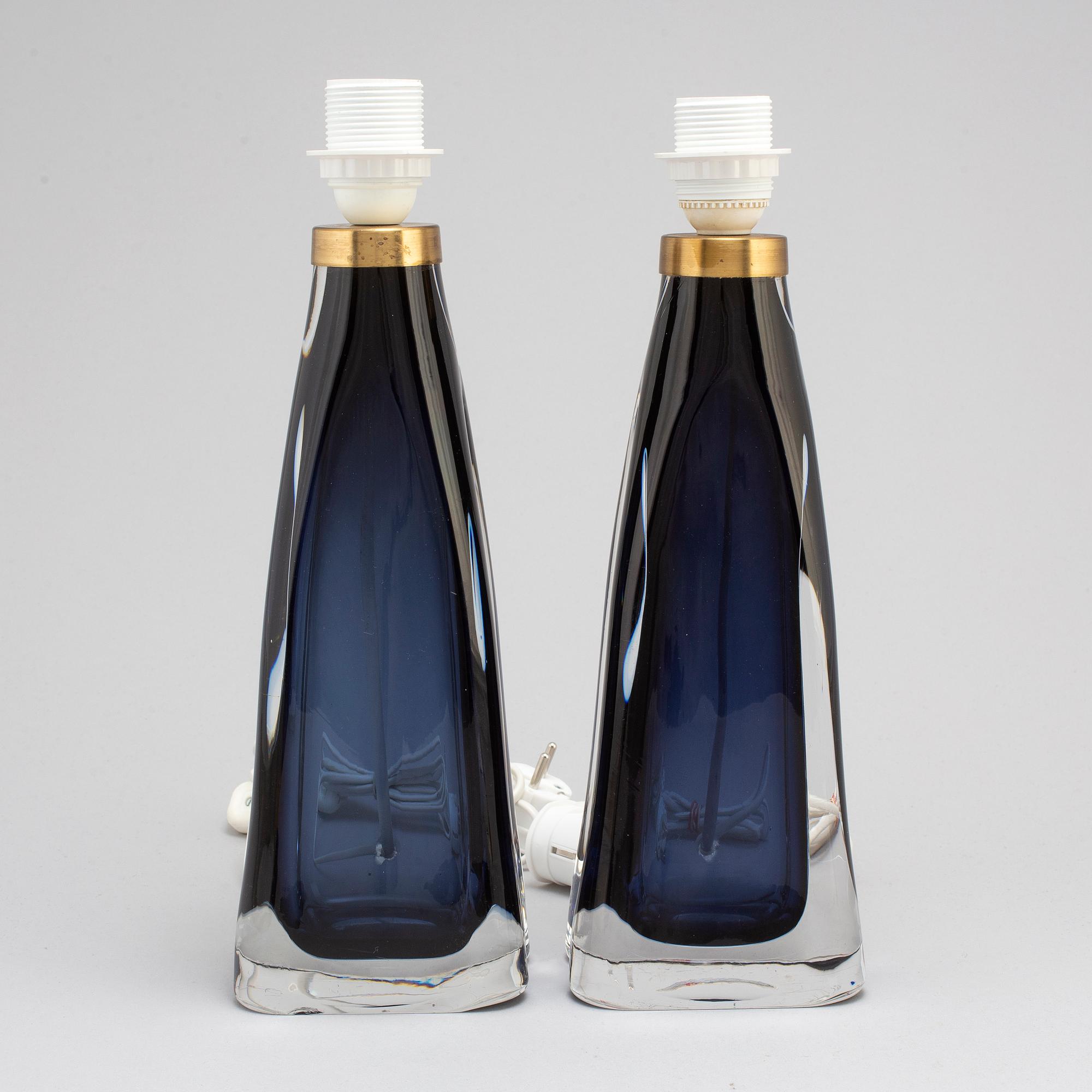 CARL FAGERLUND, a pair of glass lamps, Orrefors.