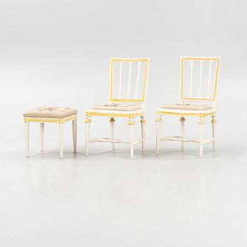 Erik Öhrmark, A pair of Gustavian chairs, around 1800, and and a footstool 20th century.