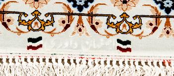 An old isfahan carpet part silk signed approx 222x148 cm.