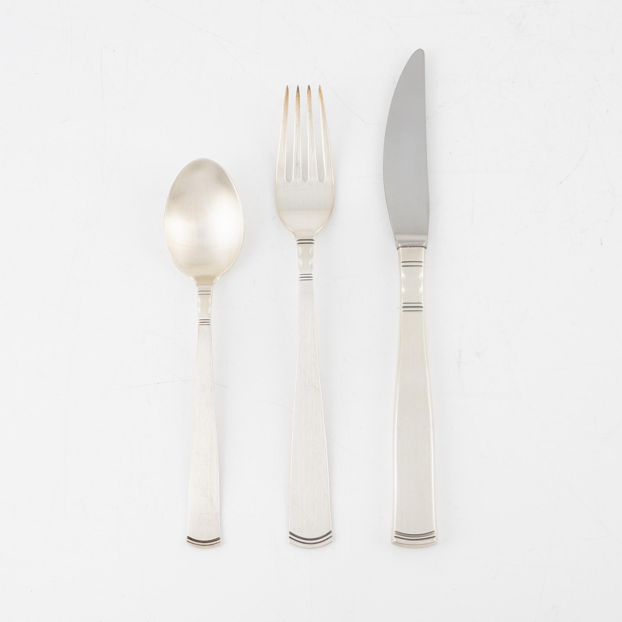 Jacob Ängman, bestick, 25 delar, silver, modell 'Rosenholm', GAB, bl a Eskilstuna 1992.