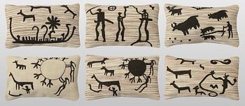 Cushion covers, 6 pcs, hand-embroidered Kelim.