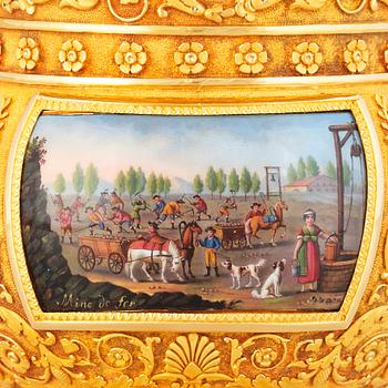 Paradkopp med fat, "The Demidoff cup", guld och emalj, Gabriel-Raoul Morel, Paris, daterad 1824.