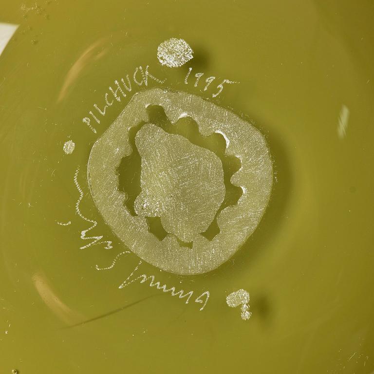 Gunnel Sahlin, urna, glas, Pilchuck Glass School, Seattle, 1995, blåst av Dante Marioni.