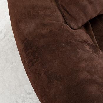 Vico Magistretti, a dark brown suede two-seated 'Maralunga' sofa, Cassina, Italy.