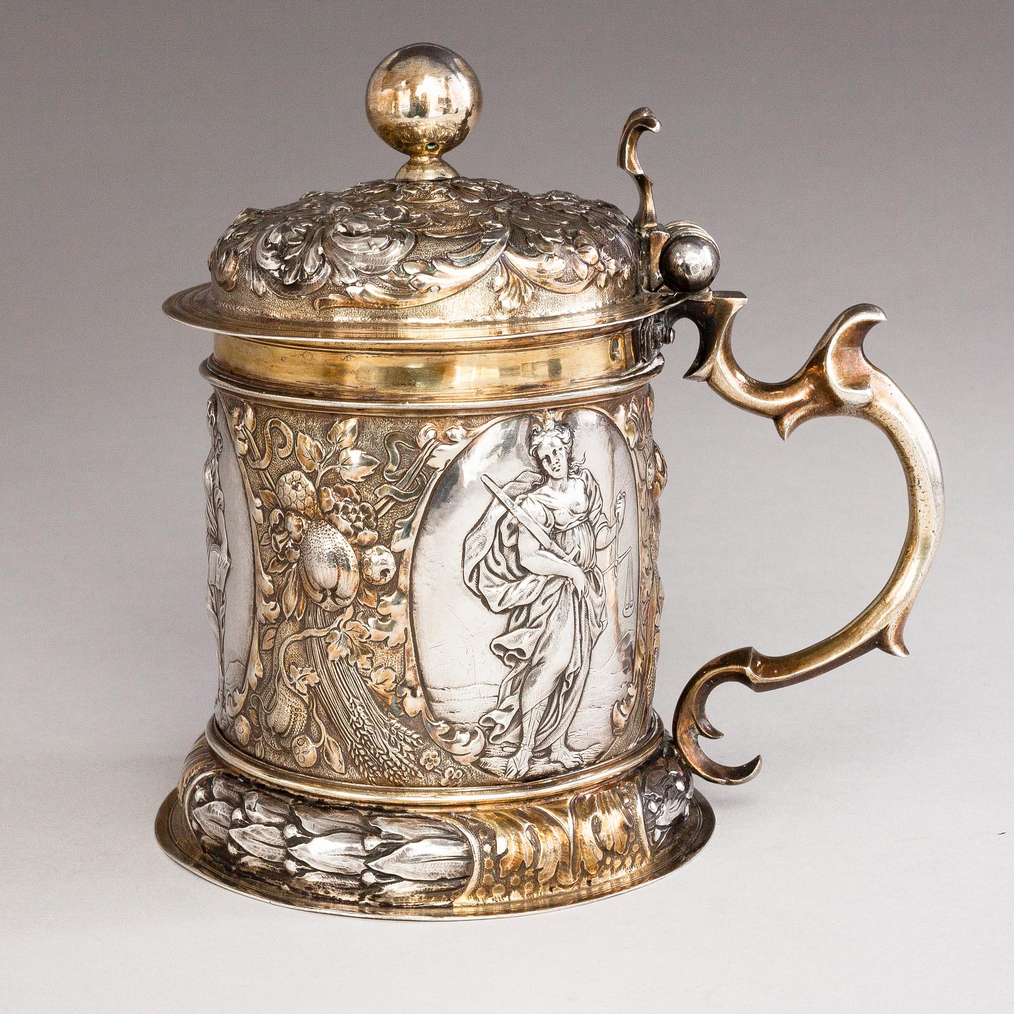 ADOLF GAAP, A parcel-gilt silver tankard, Augsburg, Germany 1690-1695.