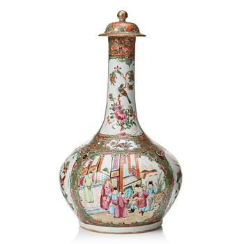 A Canton famille rose vase with cover, Qing dynasty, late 19th Century.