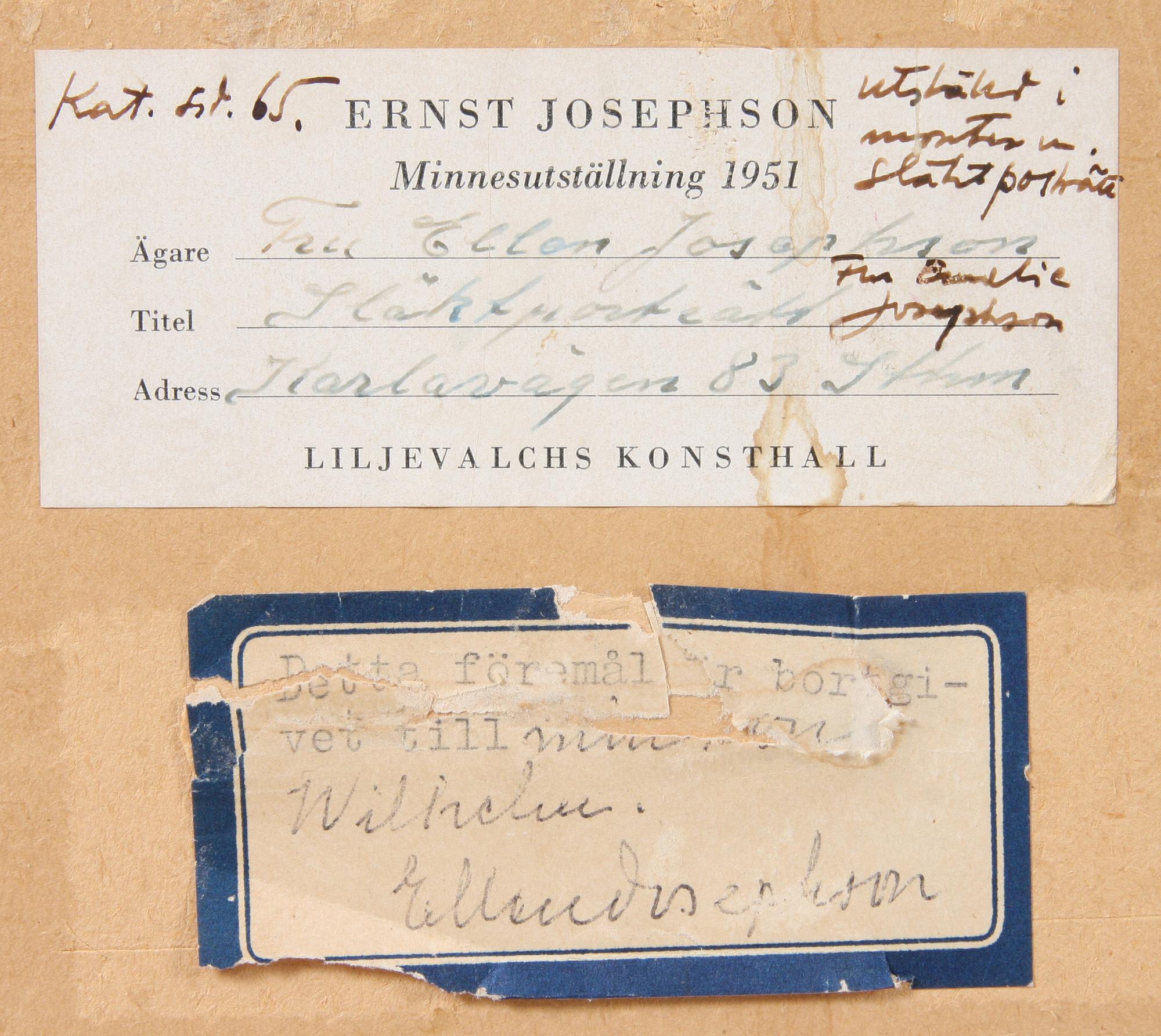 ERNST JOSEPHSON, teckning, sign o dat 1868.