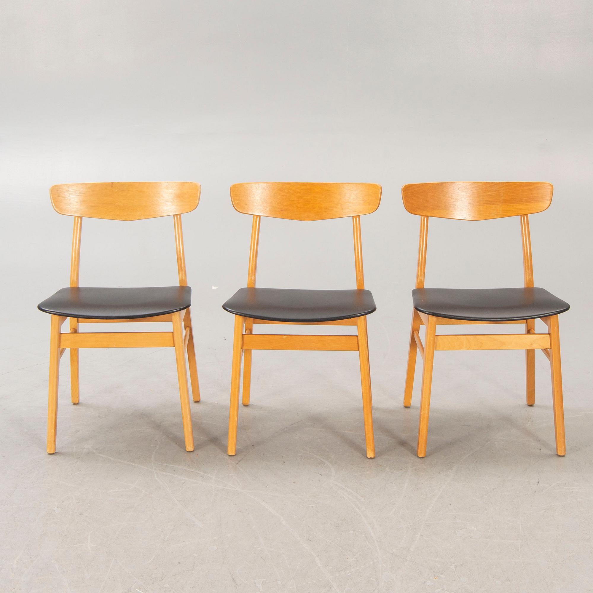 A set of six Danish beech chairs later part of the 20th century.
