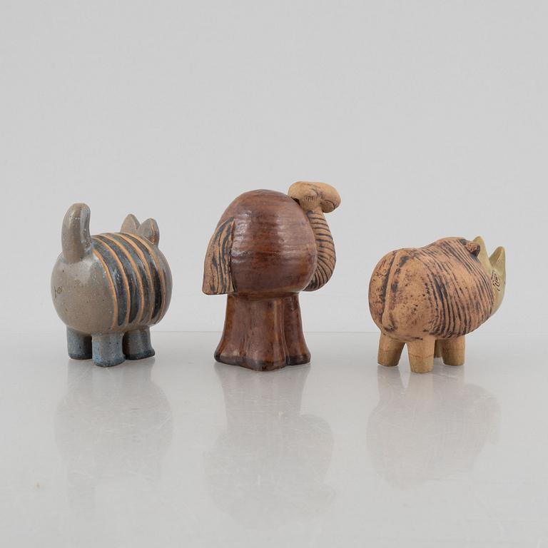 Lisa Larson, figuriner, 3 st, stengods, ur serien "Menageri", Gustavsberg.