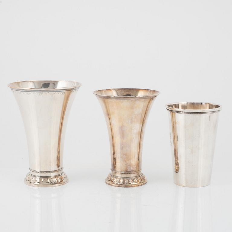 Three silver beakers, GAB, Stockholm, Sweden, 1965-1967.