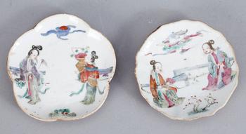 SAMLING PORSLIN, 10 delar, Kina, Mestadels Qingdynastin, 1700-1800-tal.