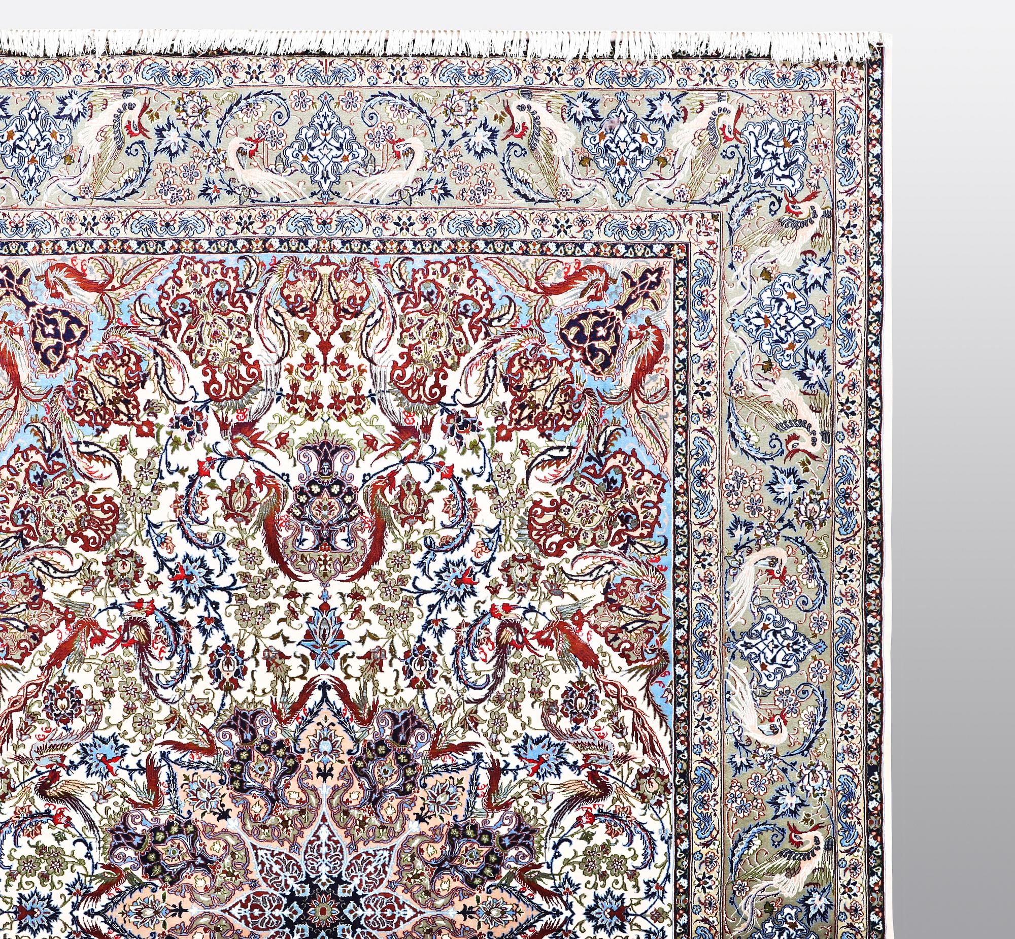A carpet, Old Esfahan, part silk, ca 308 x 202 cm.