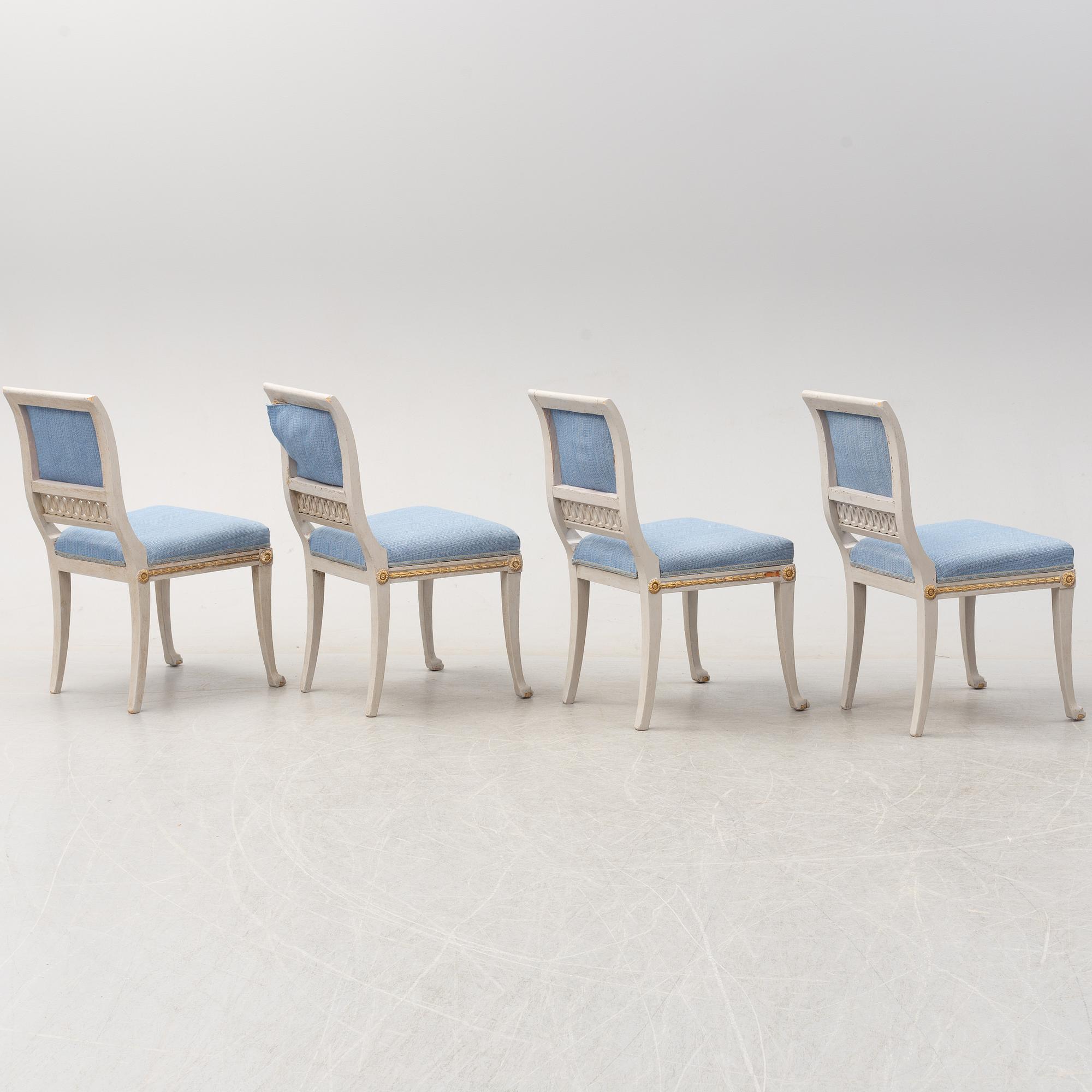 Four chairs, late gustavian, first half of the 19th century.