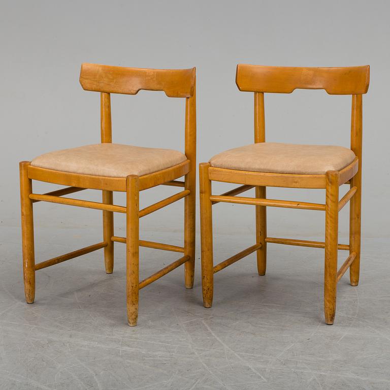 A set of seven birch chairs, mid 19th century.