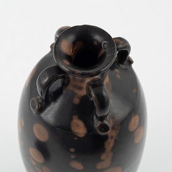 A brown and black glazed vase and bowl, Songstyle, China, 20th Century.