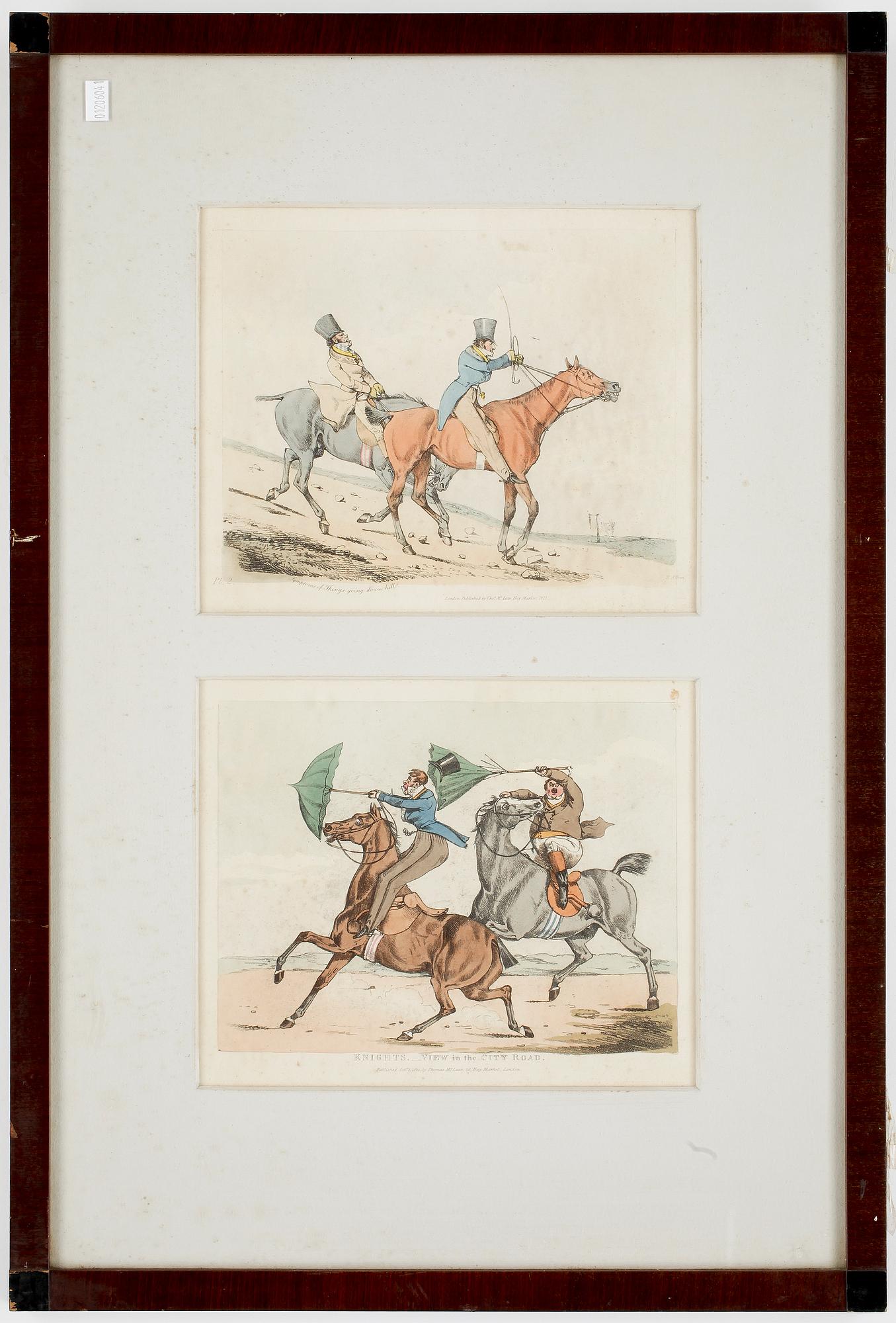 GRAVYRER, 6 st, handkolorerade, England 1800-tal.