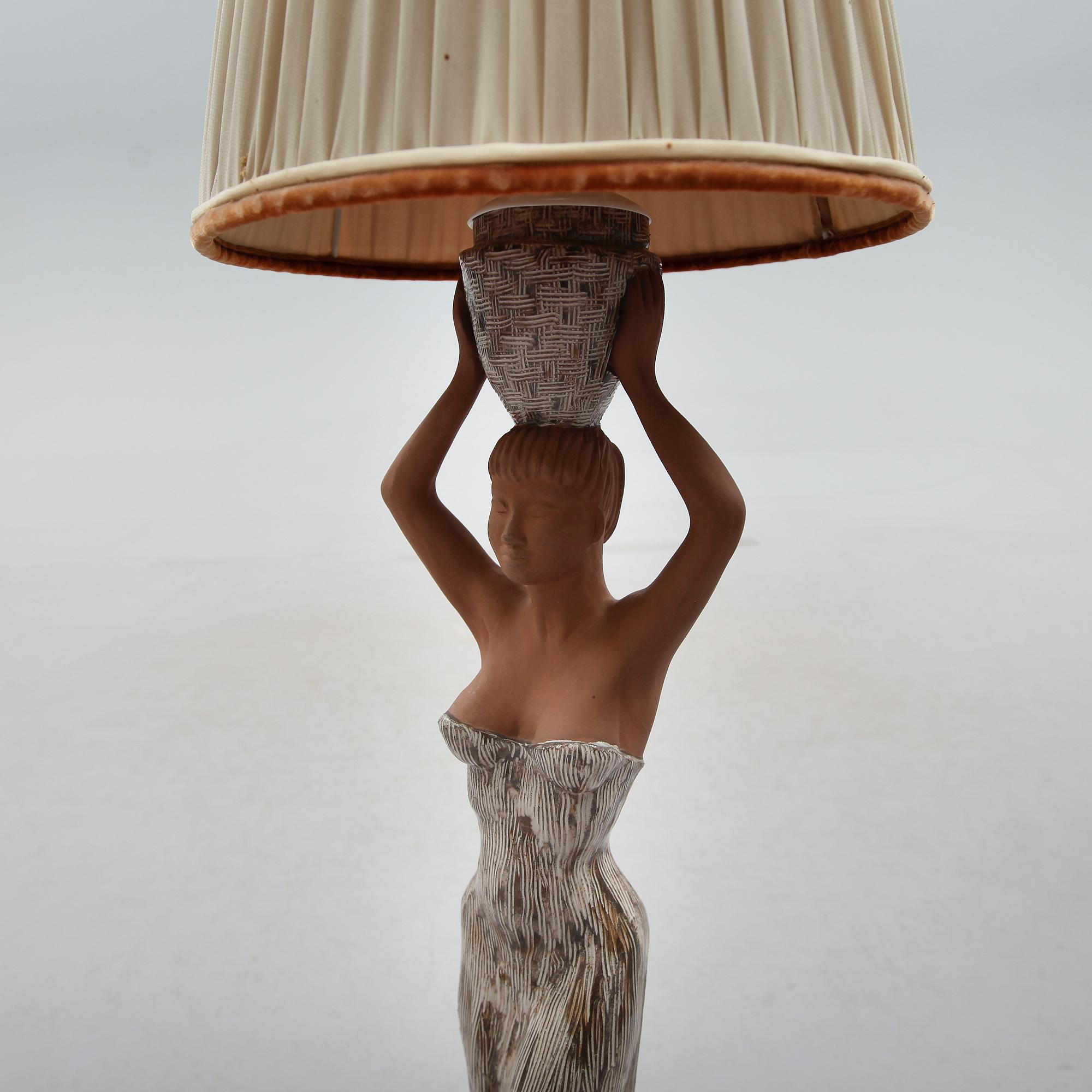 BORDSLAMPA, keramik, signerad Rosberg, 1900-talets mitt.