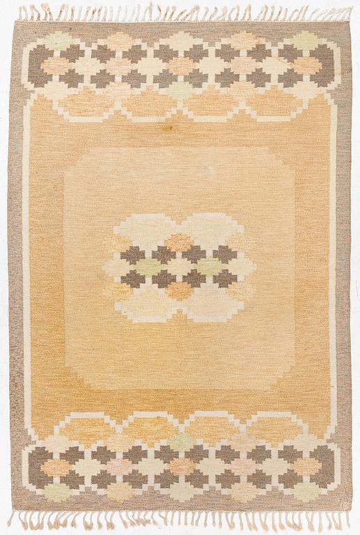 Ingegerd Silow, a flat weave rug, signed IS, c. 270 x 185 cm.