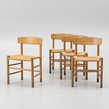 Børge Mogensen, Fours chairs, model J39. Fredericia Furniture Factory, Denmark.