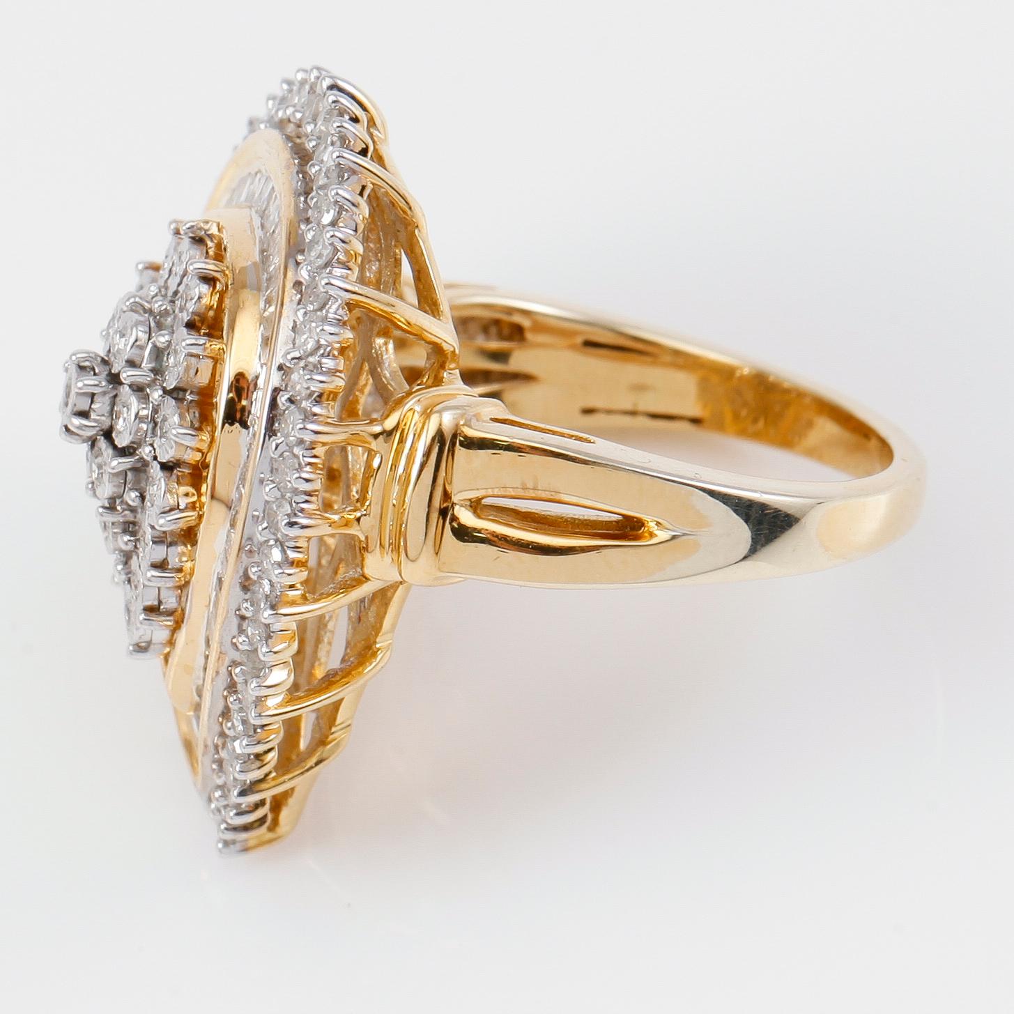 RING, förgyllt silver och olikslipade diamanter tot ca 1.00 ct.