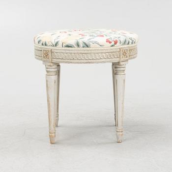 A Gustavian style stool, mid 20th Century.