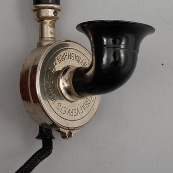 VÄGGTELEFON, Telegrafverkets verkstad, Nynäshamn, 1900-talets början.
