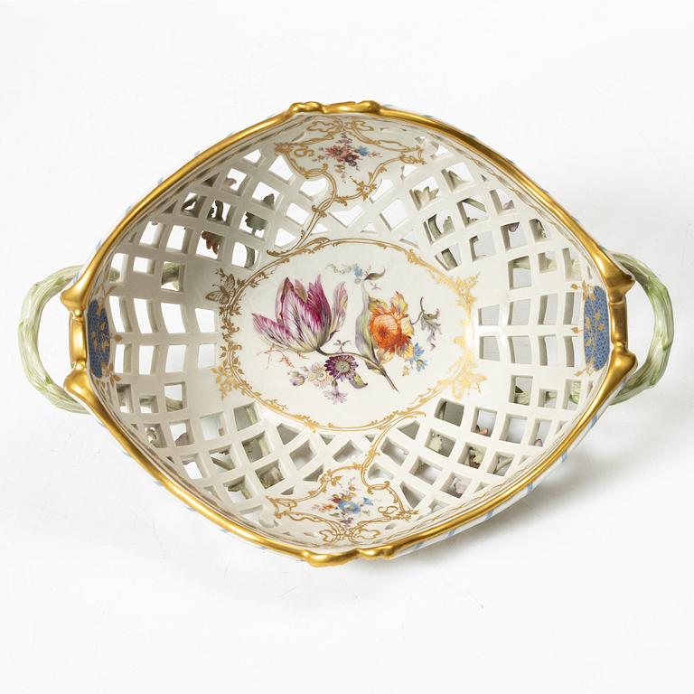 A pierced rococo-style porcelain bowl, KPM, Germany, early 20th century.