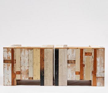 Piet Hein Eek, Armchairs, a pair, “Large Scrapwood Chair”, the Netherlands, after 2008.
