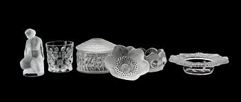 René Lalique · PARTI GLASFÖREMÅL, 6 delar, Lalique, Frankrike.