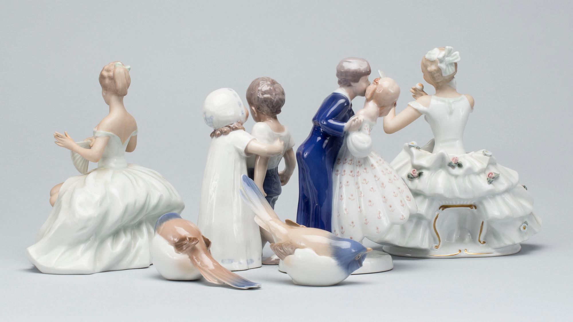 FIGURINER, 6 st porslin, 1900-talets andra hälft, bl.a Bing & Gröndahl.