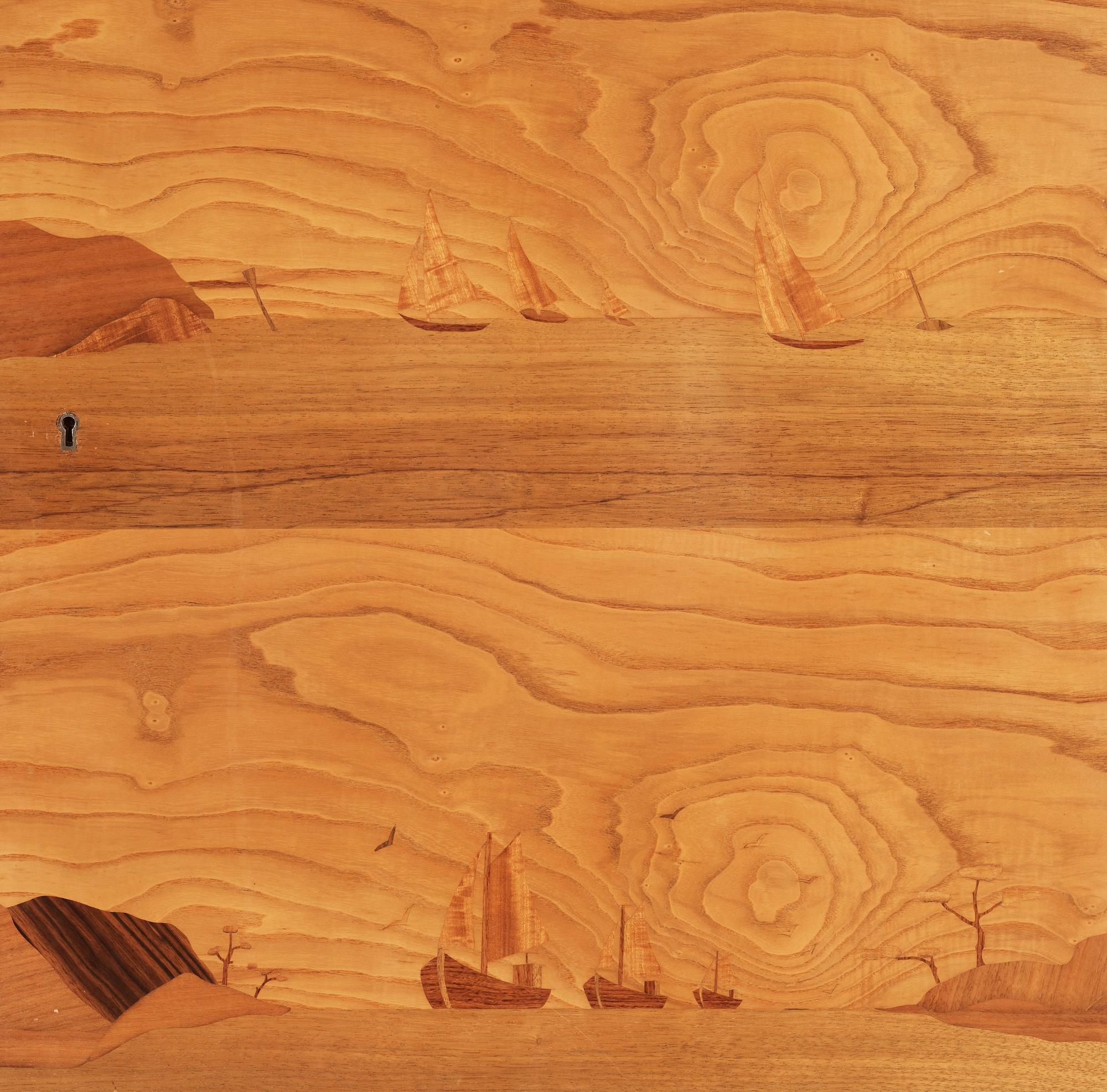 A Georg Johansson cabinet with inlays of several exotic woods, Gothenburg Sweden 1938.