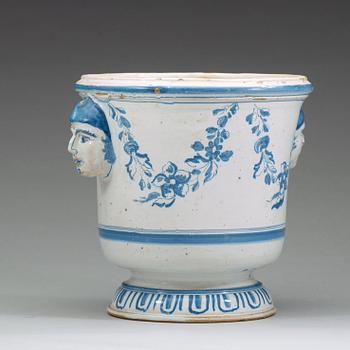 A Swedish Rörstrand faience flower pot, dated St 2/2 (17)53.