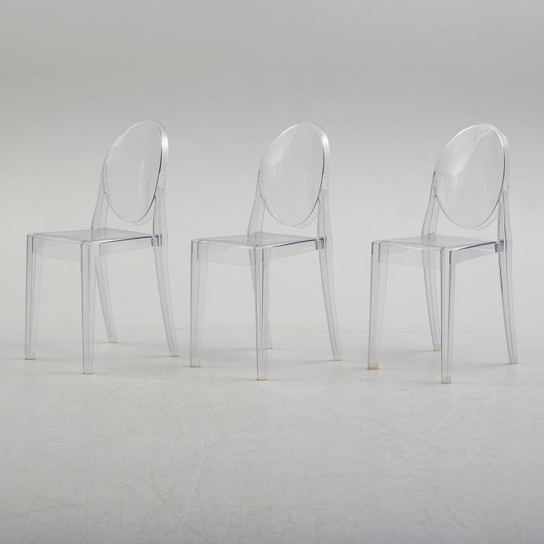 Three 'Victoria Ghost' plastic chairs, Philippe Starck for Kartell.