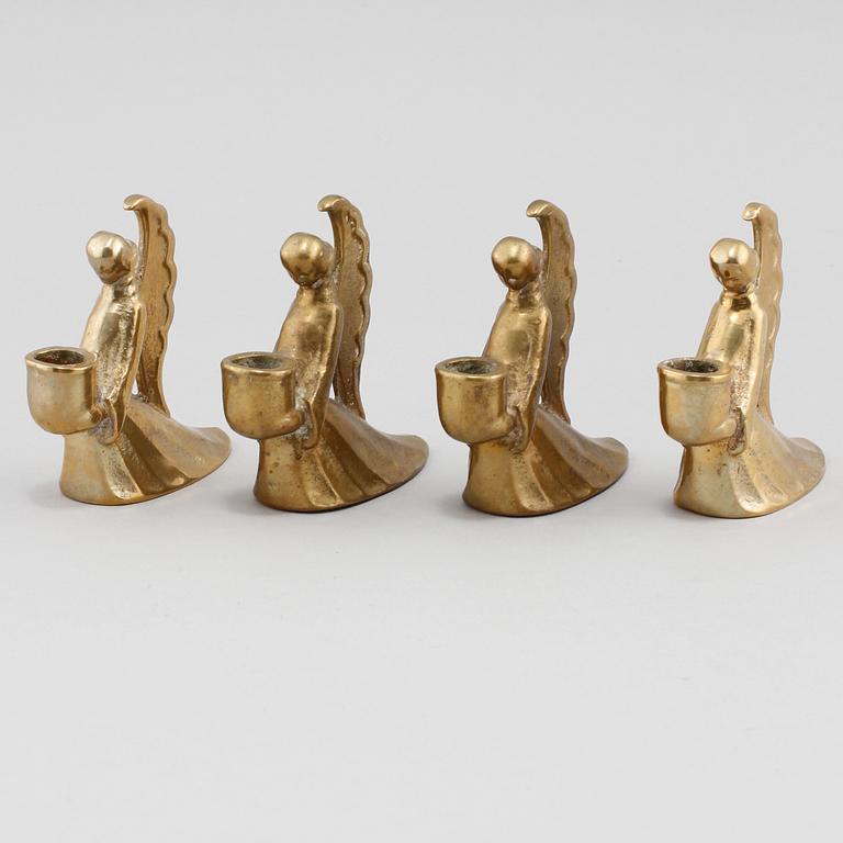 LJUSSTAKAR, 4 st, mässing, 1900-talets andra hälft.