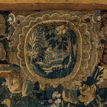 TAPESTRY FRAGMENTS, tapestry weave, ca 230 x 213 cm, Flanders and France 17th century and around 1900.