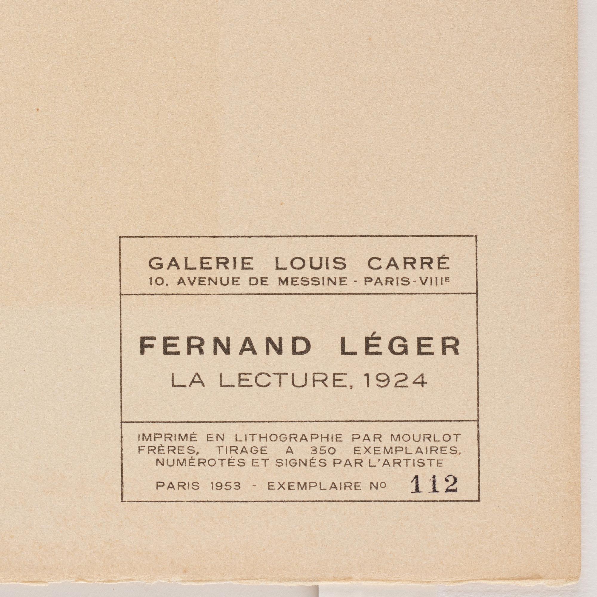 Fernand Léger, "La lecture".