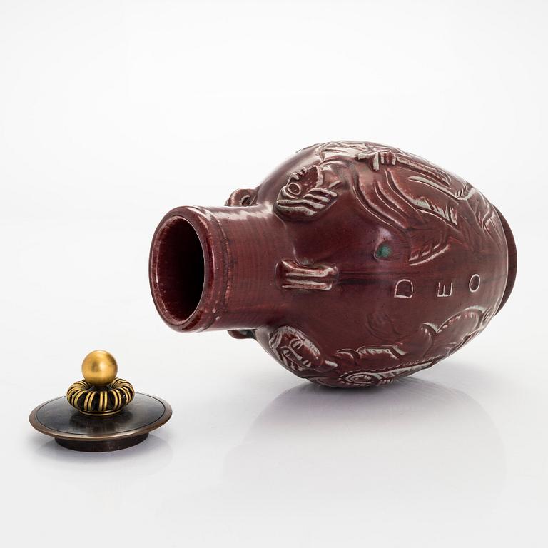 Jais Nielsen, urna, stengods, Royal Copenhagen 1963.